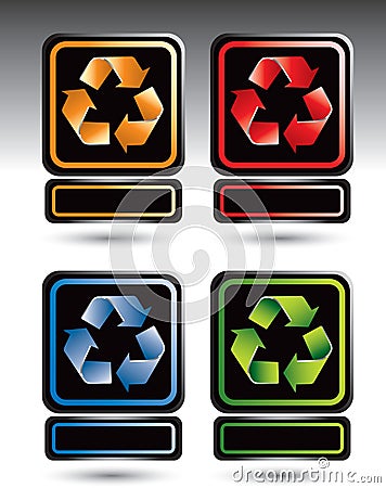 Recycle symbol nameplates Vector Illustration