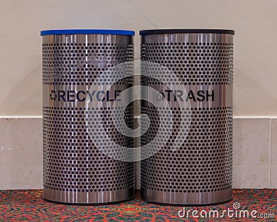 Recycle and Trash Bins Stock Photo