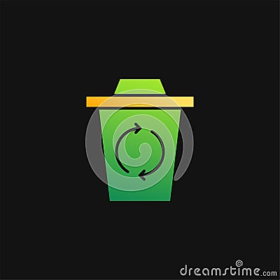 Recycle Trash can icon solid gradient. Gradient Solid icon. Vector Illustration
