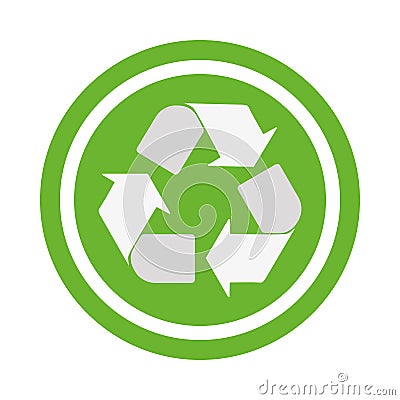 Recycle vector icon. Style is flat rounded symbol, eco green color, rounded angles, white background Stock Photo