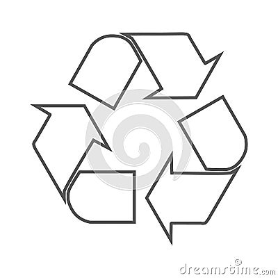 Recycle vector icon. Style is flat symbol, gray color, rounded angles, white background Vector Illustration