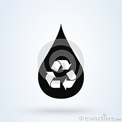 Recycle water droplet and conservation. Simple vector modern icon design illustration Vector Illustration