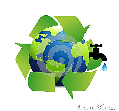 recycle water. globe concept illustration design Cartoon Illustration