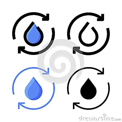Recycle Water Icon Set Logo Vector Illustration Vector Illustration