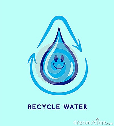 Recycle water concept blue drop cycle isolated Vector Illustration