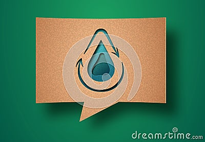 Recycle water green papercut chat bubble concept Vector Illustration