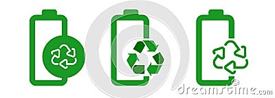 Recycled battery lithium recycle rechargeable cell power icon symbol green environmental friendly reuse Vector Illustration