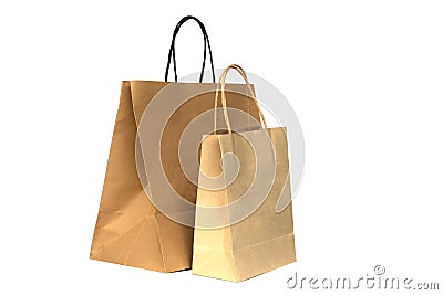 Recycled brown paper shopping bags Stock Photo