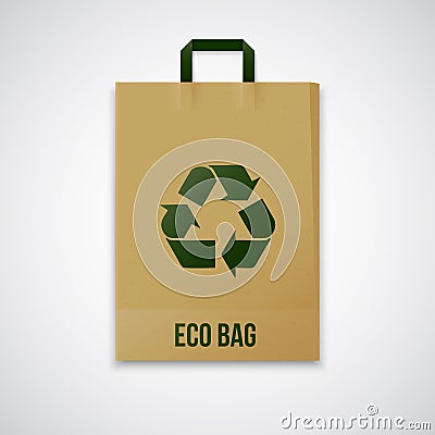 Recycled brown vector eco paper bag Cartoon Illustration