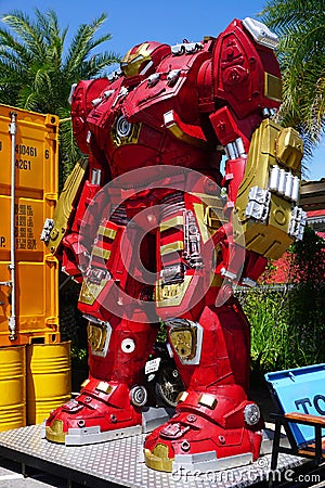 Recycled metal steel Robots theme park at Hua Hin Tique animal show : Iron Man model avenger Editorial Stock Photo