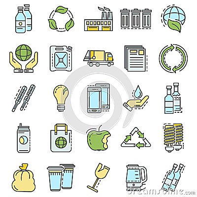 Recycles icon set, outline style Vector Illustration