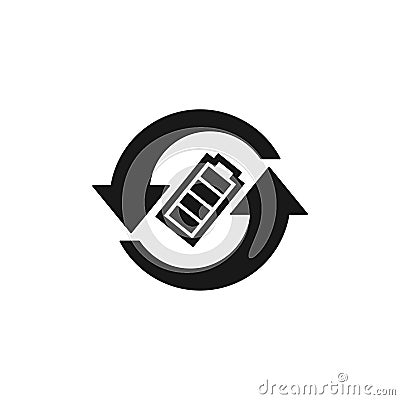 Recycling battery icon isolated of flat style design Vector Illustration