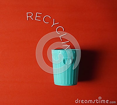 recycling bin with that written word Stock Photo