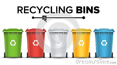 Recycling Bins Isolated Vector. Vector Illustration