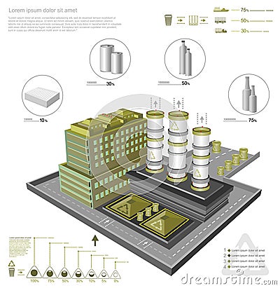 Recycling factory building Vector Illustration