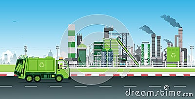 Recycling of factory waste Vector Illustration