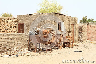 Iron trash by poor house in Marsa Alam Stock Photo