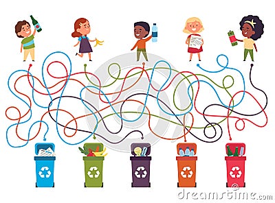 Recycling mae for kids with a solution Vector Illustration