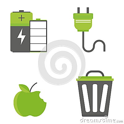 Recycling nature icons waste sorting environment creative protection symbols vector illustration. Vector Illustration