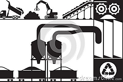 Recycling and processing of scrap metal Vector Illustration