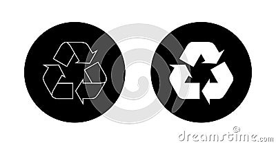 Recycling, recycle line icon vector in black circle Vector Illustration