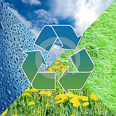 Recycling sign with images of nature Stock Photo