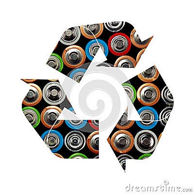 Recycling symbol of alkaline batteries Stock Photo
