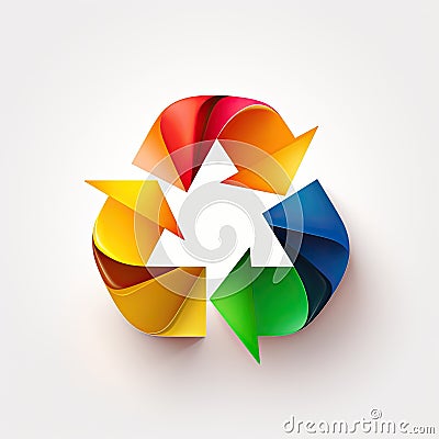 Multicolored Recycling Arrows Button Logo Recycle Symbol Environmental Glass Waste Rubbish Design Garbage Graphic Stock Photo