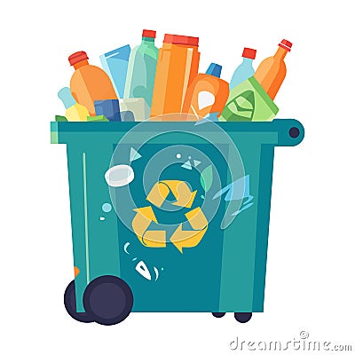 Recycling symbol on full plastic bottle vector Vector Illustration