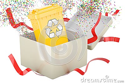 Recycling trash inside gift box, 3D rendering Stock Photo