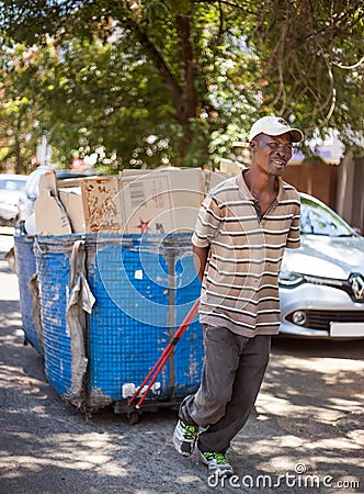 Recycling worker in Johannesburg South Africa. Editorial Stock Photo