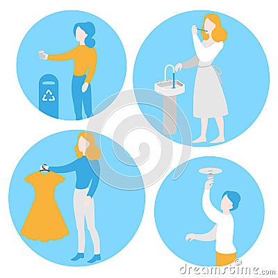 Recycling and zero waste eco life Vector Illustration