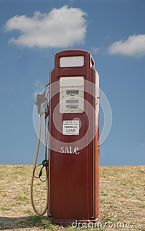 Red 1950's era petrol pump Stock Photo