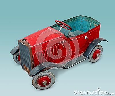 Red 1950 vintage toy car Stock Photo