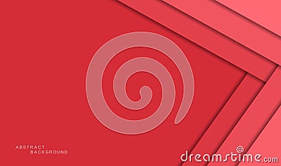 Red abstract background with shadows and color paper sheets. Modern empty banner space for text. 3d paper cut layers Vector Illustration