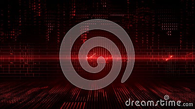 Red abstract binary code elements on a dark screen closeup generative AI Stock Photo