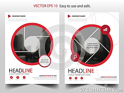 Red abstract circle annual report Brochure design template vector. Business Flyers infographic magazine poster.Abstract layout Vector Illustration