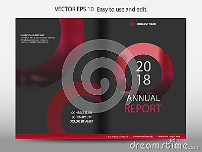 Red abstract circle annual report Brochure design template vector. Business Flyers infographic magazine poster.Abstract layout Vector Illustration