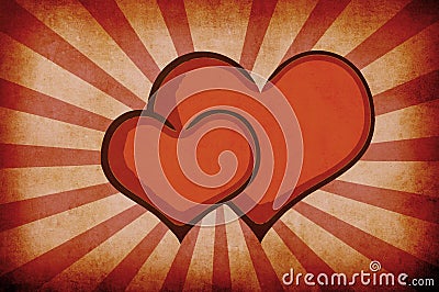 Red abstract grunge hearts background Stock Photo