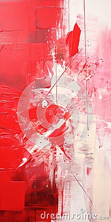 Red Abstract Painting With Explosive Brushstrokes Stock Photo