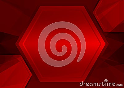 Red abstract poly and hexagon background with copy space Vector Illustration