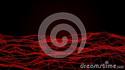 Red abstract polygonal space. Connection dots and lines structure. Digital background. Triangular business wallpaper. 3d Stock Photo