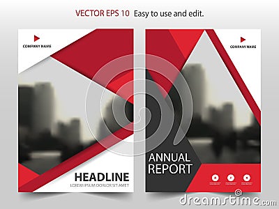Red abstract triangle Brochure annual report design template vector. Business Flyers infographic magazine poster.Abstract layout Vector Illustration