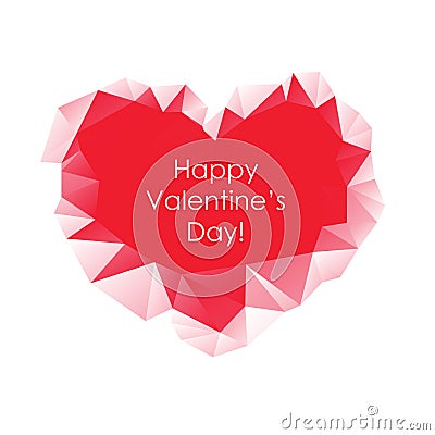 Red Abstract Triangle Geometrical Heart on white background. Happy Valentine's Day Greeting Card. Stock Photo