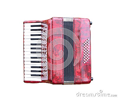 Red accordian isolated Stock Photo