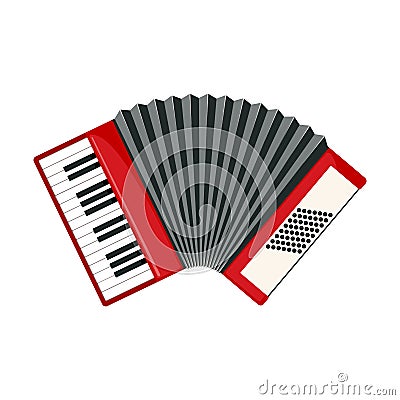 Red accordion icon in flat style isolated on white Vector Illustration