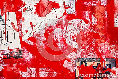 Red acrylic graffiti grunge texture Editorial Stock Photo