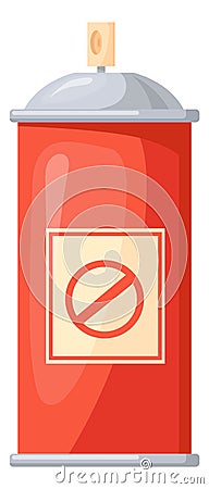 Red aerosol bottle. Metal spray cartoon container Vector Illustration