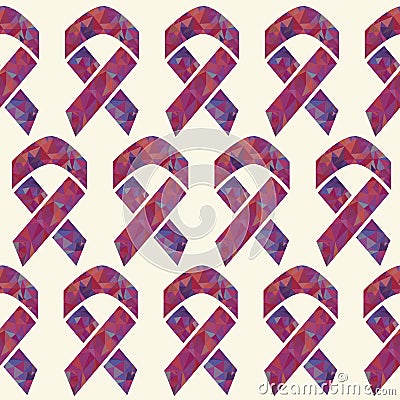 Red AIDS awareness ribbon vector seamless pattern Vector Illustration