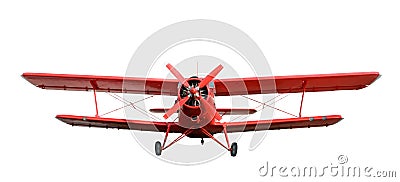 Red airplane biplane with piston engine Stock Photo